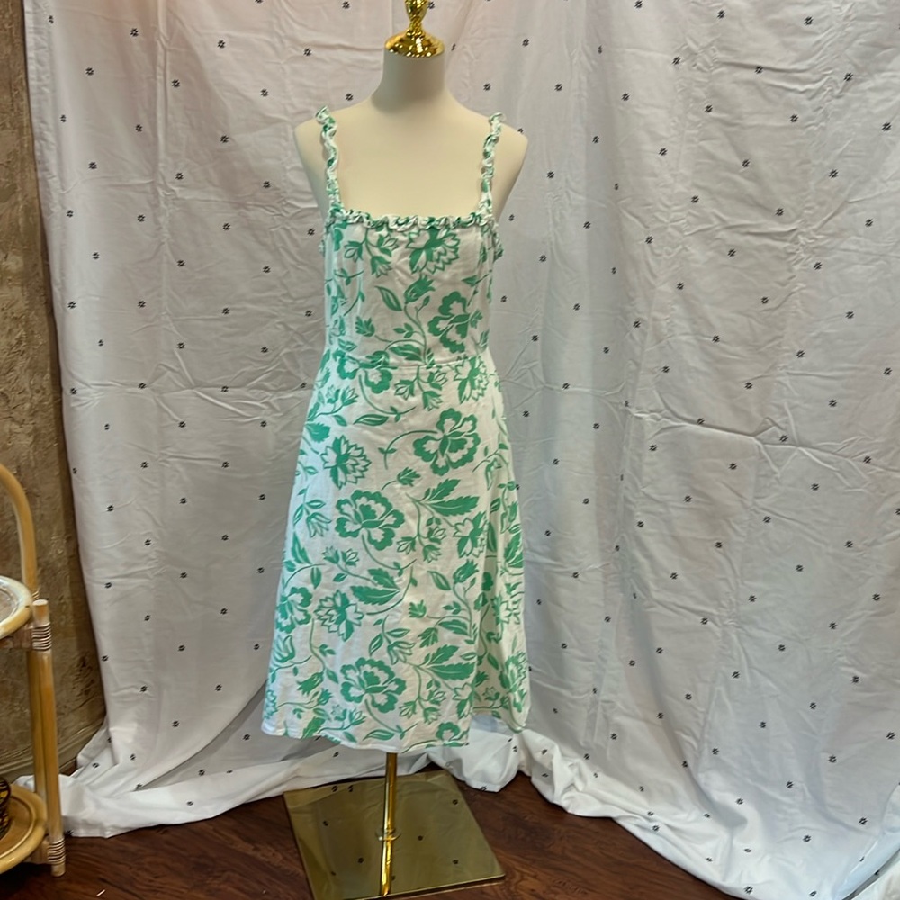 Draper James White and Green Floral Midi Dress